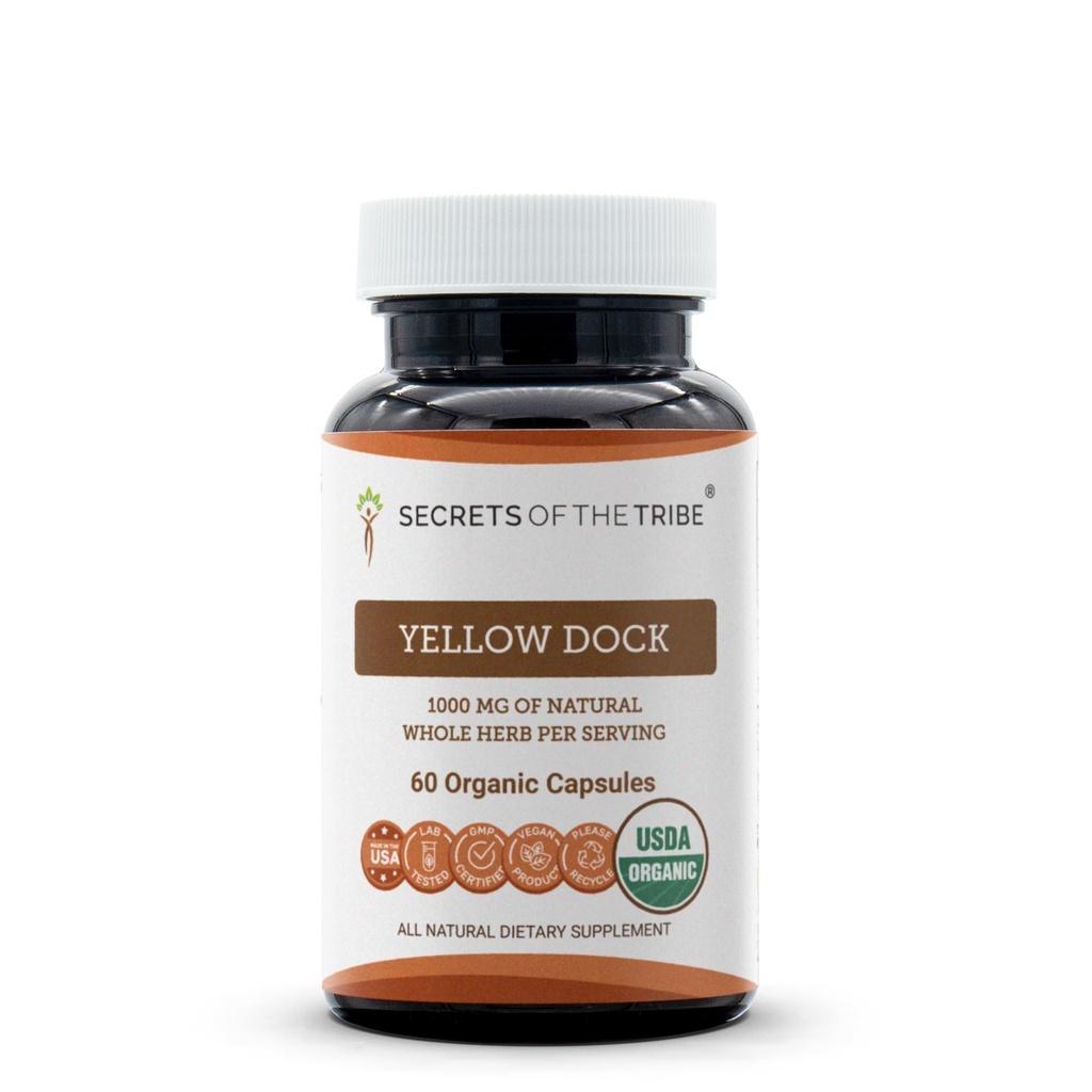 Secrets of the Tribe Yellow Dock USDA Organic Capsules | Certified Organic Vegetarian Capsules, Herbal Dietary Supplement | Rumex Crispus Dried Root (60 Count)