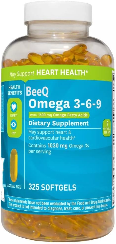 Omega 3-6-9 Suplemento dietético (325 ct.) Puede apoyar el corazón y la salud cardiovascular* puede promover la salud ocular
