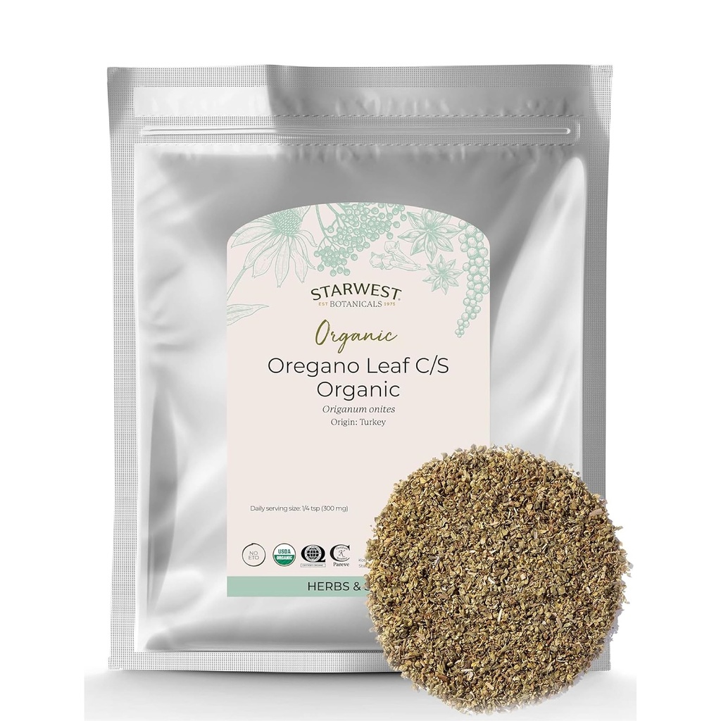 Starwest Botanicals Organic Oregano Dried Leaf - Seasoning Herb for Cooking, Use for Pizza Dishes, Greek, Italian, or Mexican Food, Non-GMO - Bulk 1 lb Bag