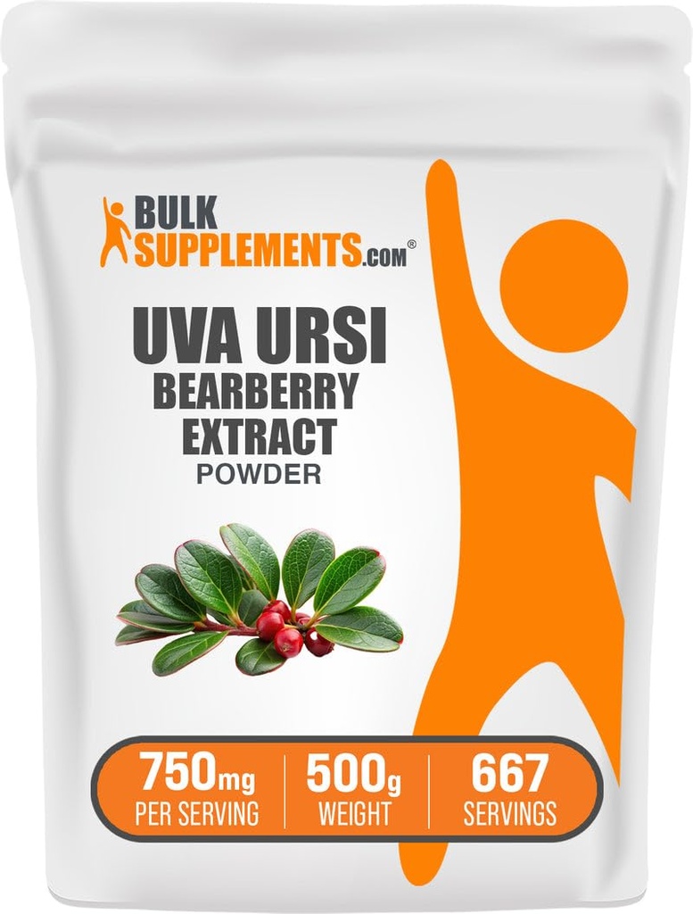 BulkSupplements.com Bearberry Leaf Extract Powder - Uva Ursi Extract, Herbal Supplement - Vegan & Gluten Free, 750mg per Serving, 500g (1.1 lbs) (Pack of 1)
