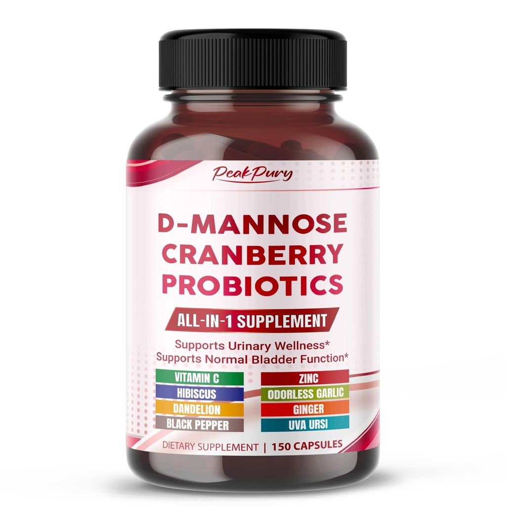 D-Mannose with Cranberry, Probiotics & Uva Ursi – All-in-1 Supplement for Urinary Tract & Bladder Health - 75 Servings