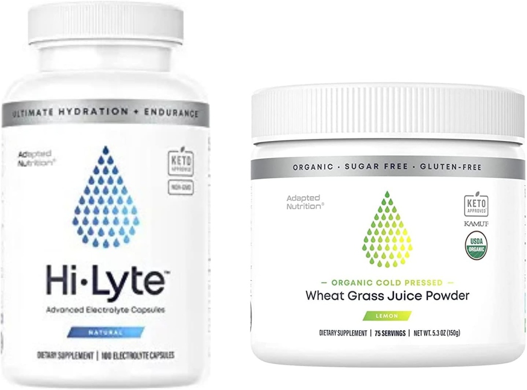 Hi-Lyte Electrolyte Replacement Capsules for Rapid Rehydration  100 Capsules ← Orgánica Wheatgrass Juice Powder with Kamut ← 75 Sirve para apoyar a Delicious Lemon Flavor