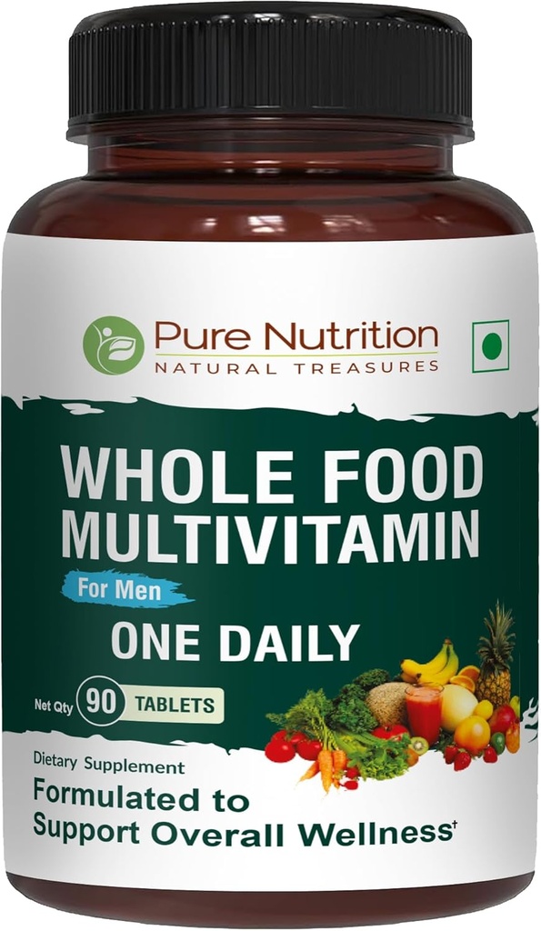 Nutrición Pura Multivitaminas Alimentarias para Hombres TENIDO 90 Tabs ANTE One-A-Day TEN 100% RDA TENIDO 24 Vitaminas Naturales y Minerales ANTE Todas las plantas naturales Multivitamina para Hombres ANTE 3 Meses