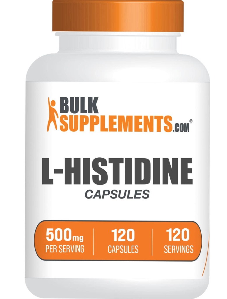 BulkSupplements.com L-Histidine Capsules - as L-Histidine Base, Histidine Supplement - Essential Amino Acid & Gluten Free, 1 Capsule per Serving, 120 Capsules (Pack of 1)