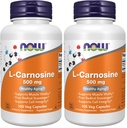 NOW Foods Supplements, L-Carnosine (Beta-Alanyl-L-Histidine) 500 mg, Healthy Aging, 100 Veg Capsules,(Pack of 2)