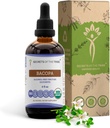 Bacopa USDA Orgánica ← Extracto de alcohol-FREE, gotas herbales de alta potencia, Relajación, efecto cognitivo positivo tención Hecho de Bacopa orgánica 100% certificada (Bacopa Monnieri) Herb seco 4 oz