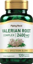 Piping Rock Valerian Root Capsules 2400 mg Silencio 120 Conde ← Extract Suplemento Silencio Herbal Blend ← Non-GMO, Gluten Free