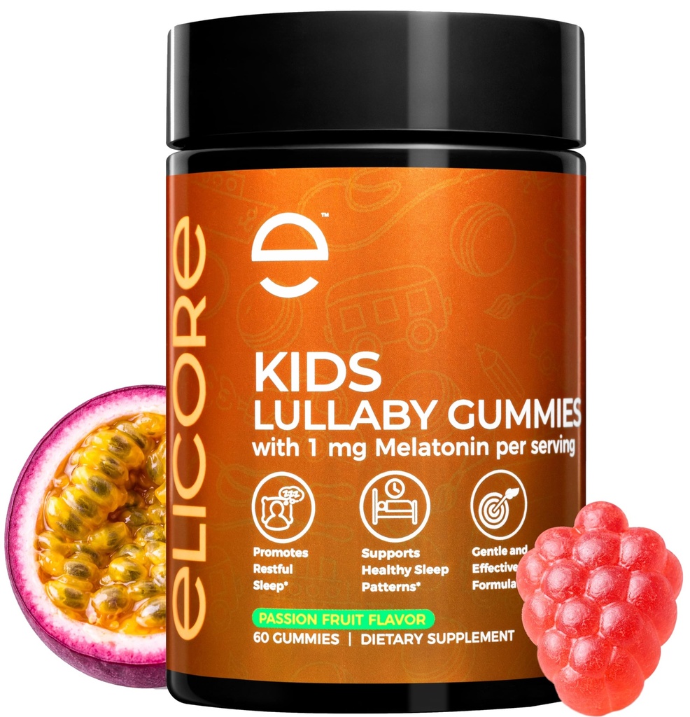 Premium 1 mg Melatonin Gummies Kids – Kids Sleep Gummies with Vitamin B6 and Passion Fruit Flavor – Children's Melatonin Gummies 3 in 1 Complex for Deep Sleep – 2 Month Supply