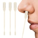 AprYew 2-in-1 Nasal Hair Cutter, Nose Hair Trimmer for Men Women, 360° Rotating Portable Manual Nose Hair Remover Tool with Ear Picker, Double Sided Noses Hairs Knife Travel Essentials (Beige, 3PC)