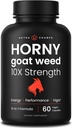 NutraChamps Horny Goat Weed, 1000mg Epimedium Energy Supplement, 10X Strength Icariin, Ginseng, Tribulus &amp; Maca Pills for Women &amp; Men, Enhanced Absorption with Black Pepper, 60 Vegan Capsules