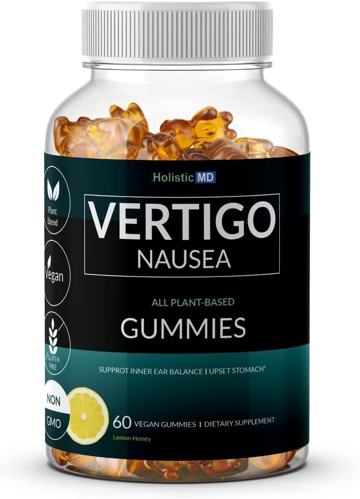 Productos de alivio de vértigo clínicamente estudiados Kudzu Gingko Astragalus Ginger Black Cohosh " Peony flor  Nausea Vertigo Dizziness Alivio ← Represión con base en plantas Fórmula no GMO  durable Sabor de limón 60 Gummies