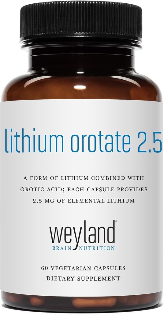 Litio Orotate 2.5mg (1 botella), 60 cápsulas vegetarianas