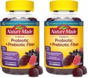 Nature Made Probiotic + Prebiotic Fiber Gummies for Daily Gut Health,Fiber Supplement with Probiotics for Digestive Health Support,50 Gummies,25 Day Supply,(Pack of 2)