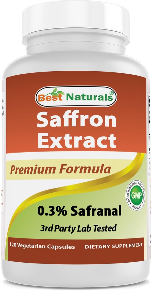 Best Naturals Saffron Extract 88.5 mg - 0.3% Safranal - 120 Vegetarian Capsule
