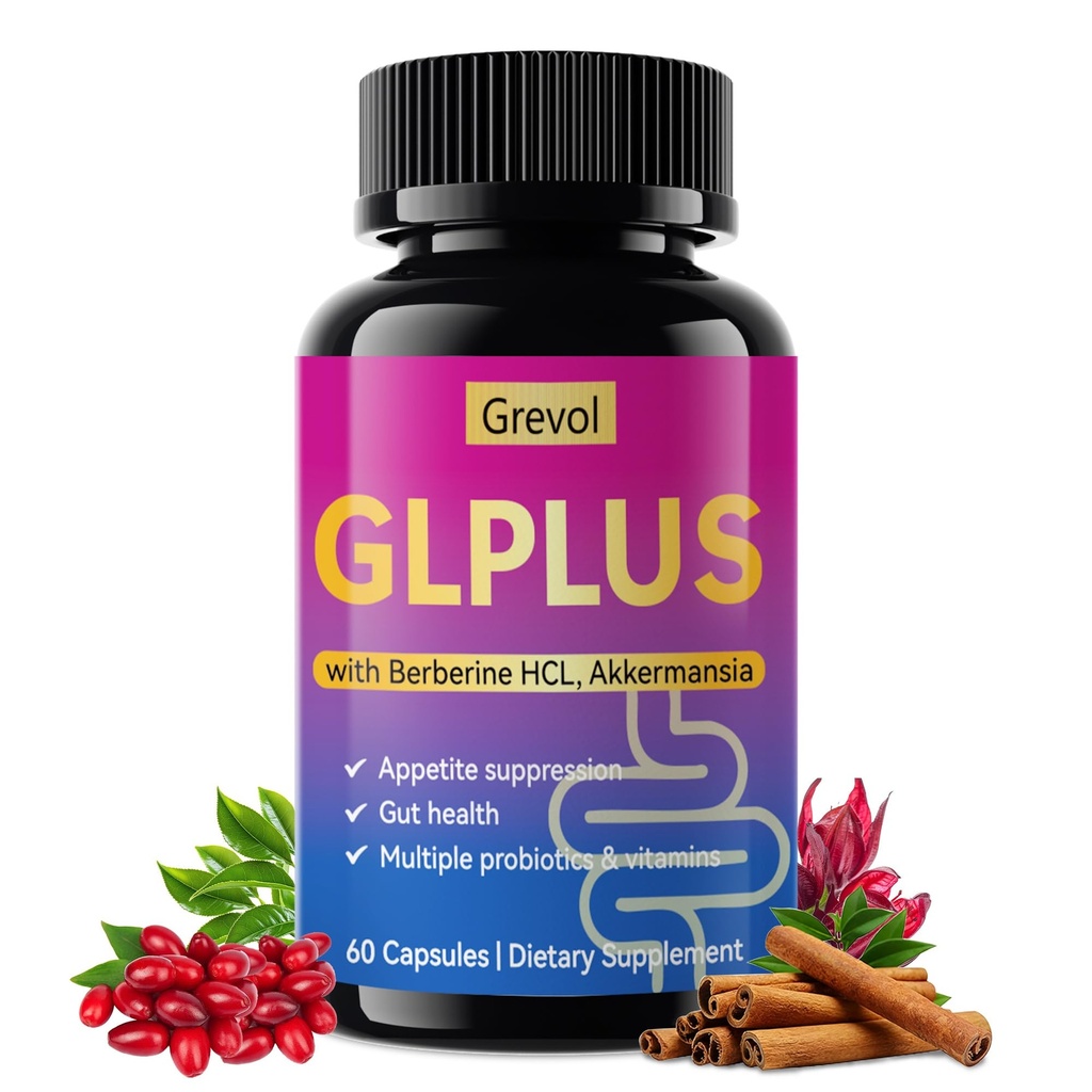 Grevol GLP1 Support Supplement for Women : Berberine Supplement with Ceylon Cinnamon & Akkermansia for Weight Management - Appetite Suppressant & Metabolism Support – 60 Capsules