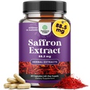 Pure Extract of Saffron Supplements - Crocus Sativus Flower of Saffron Extract Capsules for Good Mood, Metabolism Support & Eye Health - Vitality & Mood Enhancer for Women & Men - 60 Count