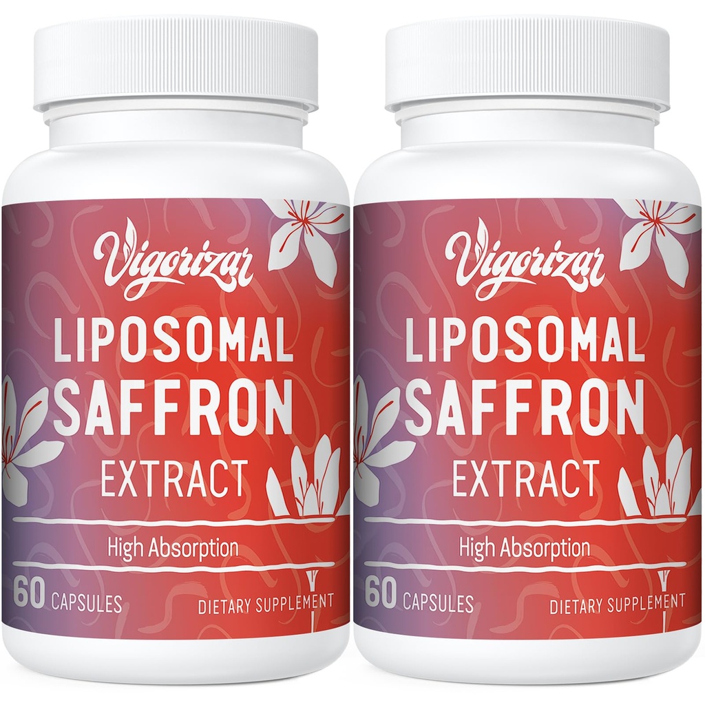 Saffron Supplements - 100% Pure Saffron Extract 88.5 mg, Maximum Absorption, Better Bioavailability, Liposomal Supplements for Mood, Focus & Vision - 120 Vegan Capsules, Made in USA