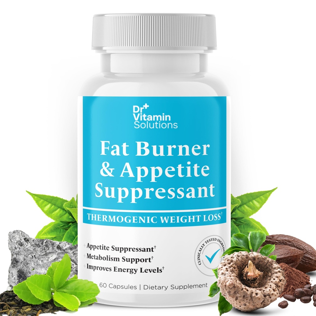Fat Burner for Women & Men - Appetite Suppressant for Weight Loss - Pills w/Metabolism Booster Thermogenic Weight Loss Supplement - Includes Chromium & Green Tea Extract - 60 Capsules