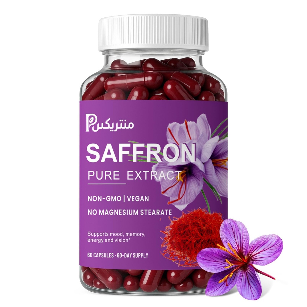 Saffron Supplement Capsules - 88.5mg Pure Saffron Extract for Mood Balance, Uplifted Mood, Vision & Immune Support, 60 Capsules