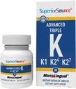 Fuente superior Advanced Triple K - Bone Health & Strength Support Suplemento - Immunity Support Formula with Vitamins K1 & K2 - Vitamin Aids Calcium Absorption - 30 Instant Dissolve Tablets