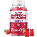 Saffron Gummies, 10-in-1 Saffron Supplement, Contains 88.5 mg of Saffron Extract, Helps Regulate Mood and Promote Sleep, Sugar-Free, Strawberry Flavor,60 Count