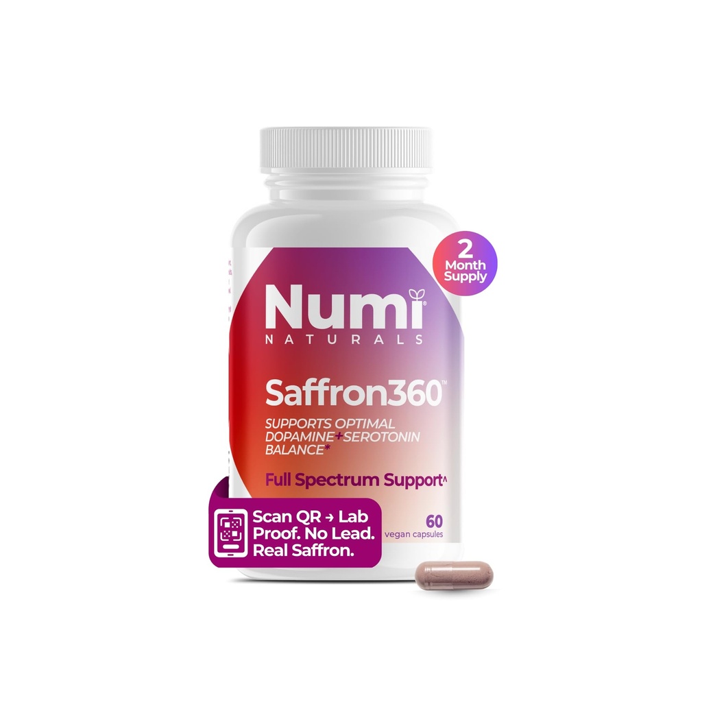Saffron Extract 88.5mg - Real Saffron Proof (Scan QR for Lab Results) - Dopamine Serotonin Mood Support for Women - Only 3 Clean Ingredients - 60 Day Supply - Vegan USA Made