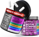 Biotin Hair Growth Bundle - Biotin Vitamins & Keratin Capsules + Peluquería Gummies con Collagen &amp; Astragalus - Peluquería de uñas Vitaminas para Mujeres y Hombres
