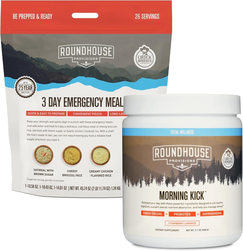 ROUNDHOUSE PROVISION Morning Kick y 3 Day Emergency Meal Kit Bundle