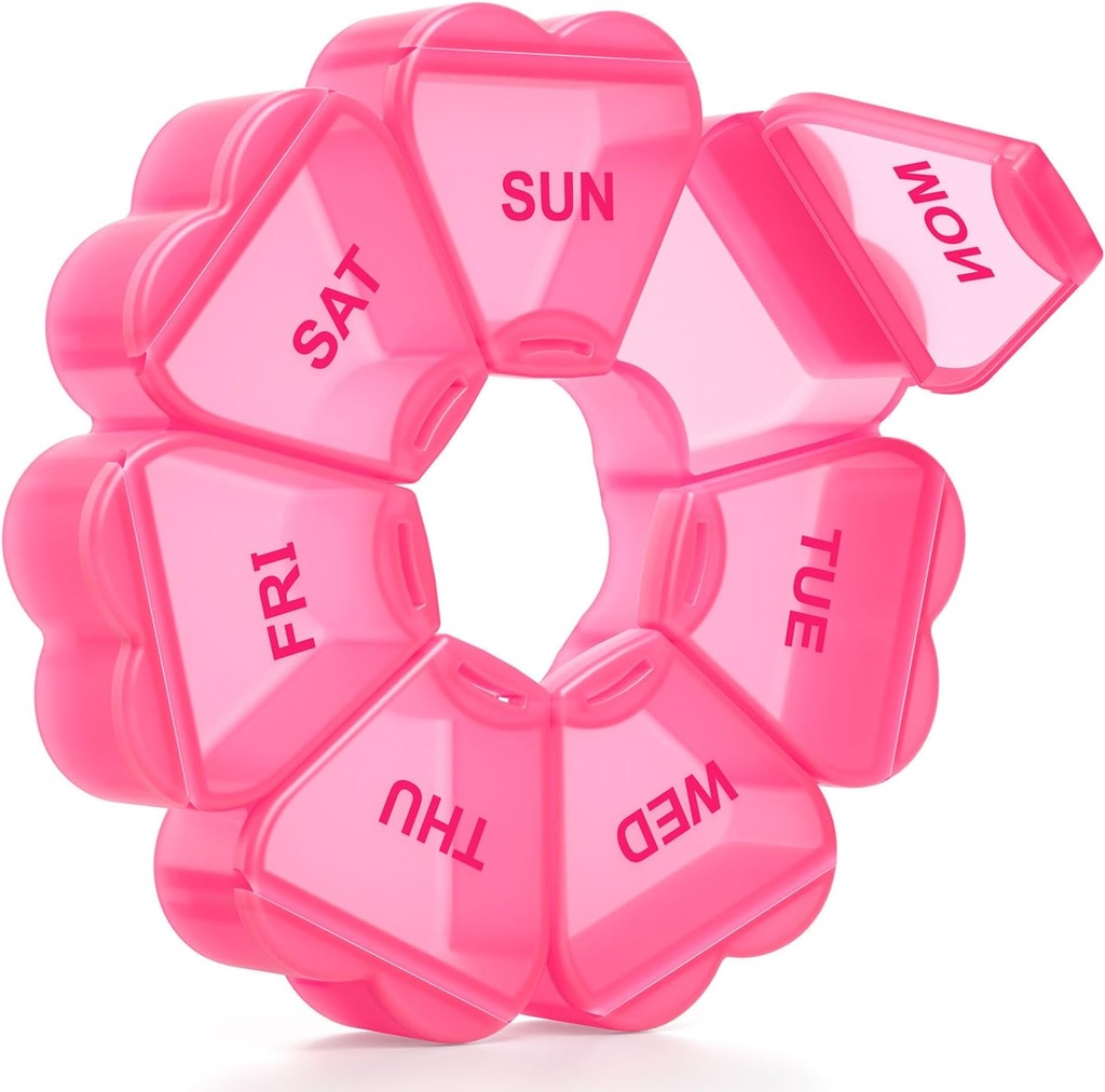 Gran organizador semanal de píldoras, caja de píldoras 7 días, KAPENS Daily Vitamin Case Large Capacity Compartments, Contenedores de píldoras para suplementos de medicina de aceite de pescado, rojo