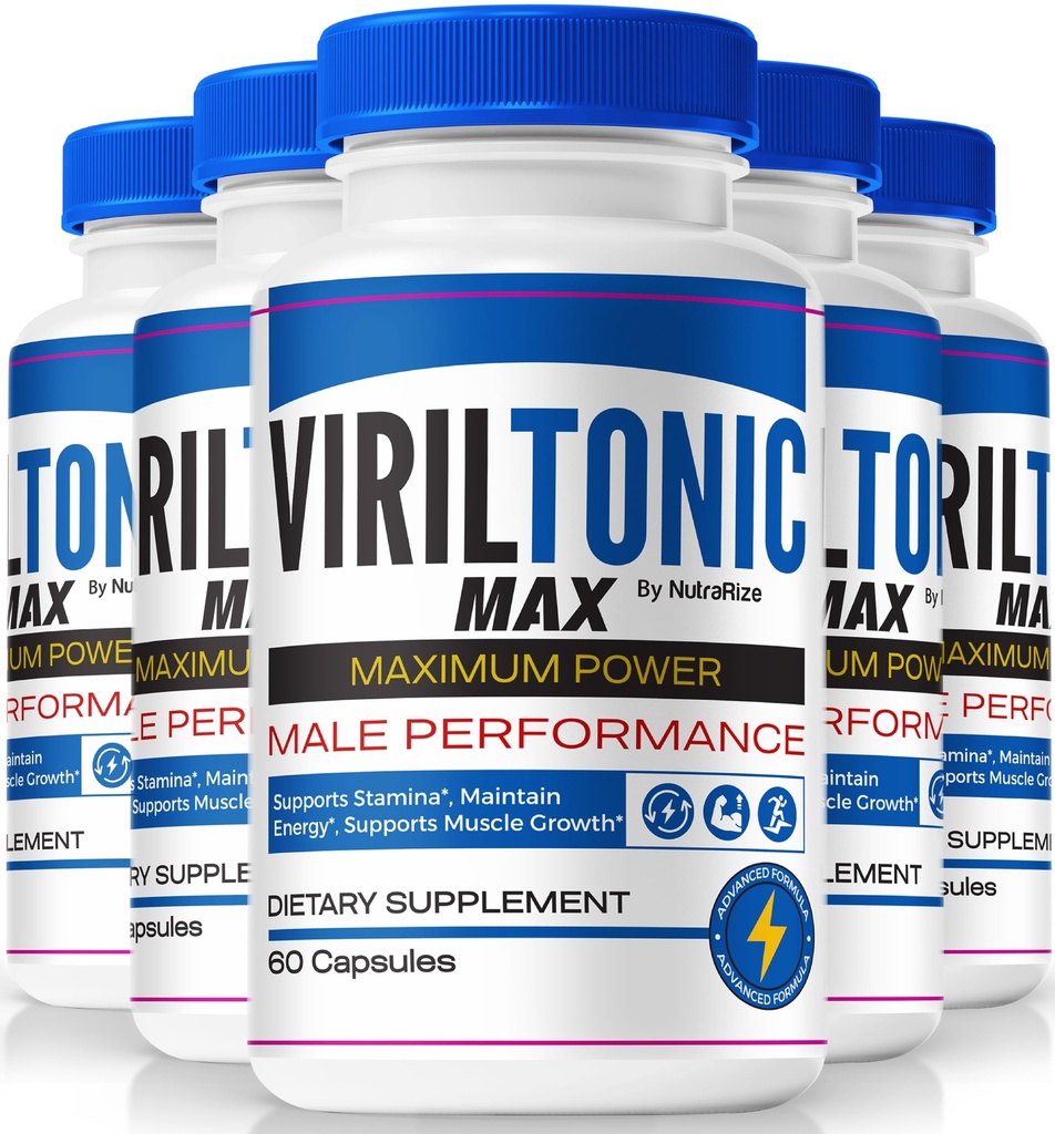 (5 Pack) VirilTonic Max for Men, Official Viril Tonic Max Male Capsules, Premium Formula for Overall Performance, All Natural Supplement For Health and Wellness, VirilTonic24 Reviews (300 Capsules)