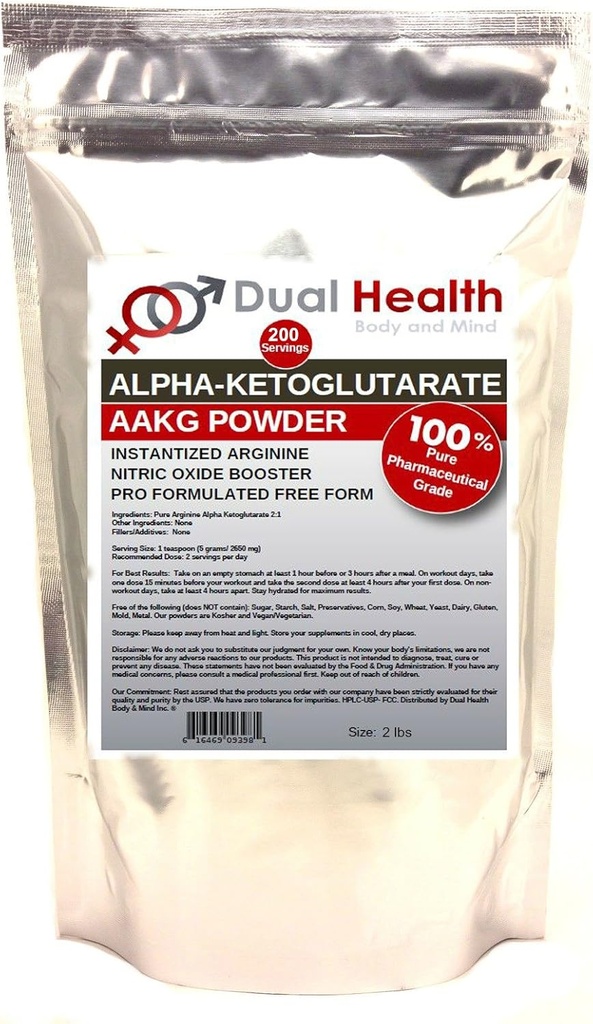 Pure AAKG (2 lb) L-Arginina Alpha-Ketoglutarate Powder Bulk Suplementos