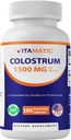 Vitamatic Bovine Colostrum 30% IgG Supplement 1500 mg per Serving - Supplement for Gut Health, Hair Growth, Beauty, Muscle Recovery, & Immune Support - 180 Veg Capsules
