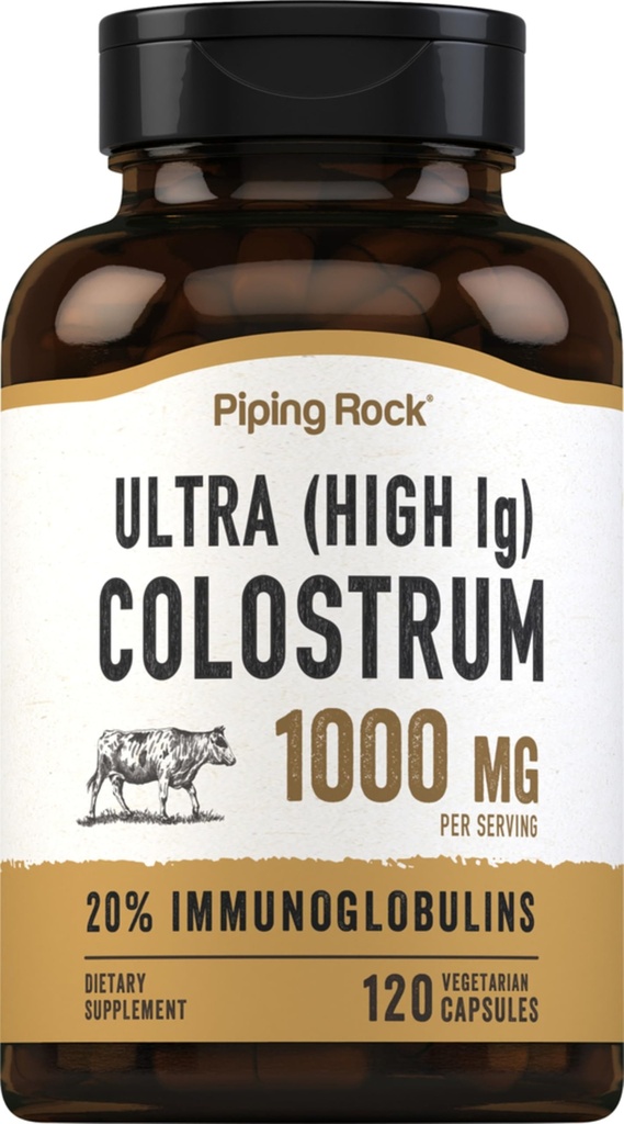 Piping Rock Colostrum Capsules 1000mg | 120 Pills | Supplement for Women and Men | 20% Immunoglobulin | Vegetarian, Non-GMO, Gluten Free