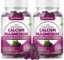 softbear Calcium Magnesium Zinc Gummies para Adultos &amp; Niños, Suagr-Free Calcium Magnesium Zinc Vitamin D3 Suplemento para Bone Strength &amp; Immune Health, Elderberry Flavor 120 Cuenta