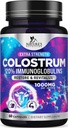 Bovine Colostrum Powder 1000mg Per Serving - 20% Immunoglobulins for Muscle, Skin & Hair Support - Gut Health Digestive & Immune Support - Bovine Colostrum Powder - Gluten Free - 60 Capsules