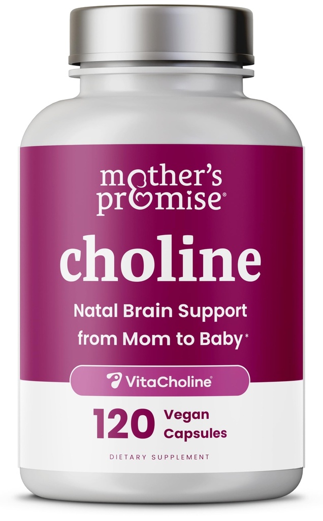 Prenatal Choline Supplements 550mg | 120 Capsules | Supports Baby’s Brain Development & Cognitive Function During Pregnancy & Nursing | Ultra Pure Natal VitaCholine, Vegan Choline Bitartrate for Women