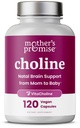 Prenatal Choline Supplements 550mg | 120 Capsules | Supports Baby’s Brain Development & Cognitive Function During Pregnancy & Nursing | Ultra Pure Natal VitaCholine, Vegan Choline Bitartrate for Women