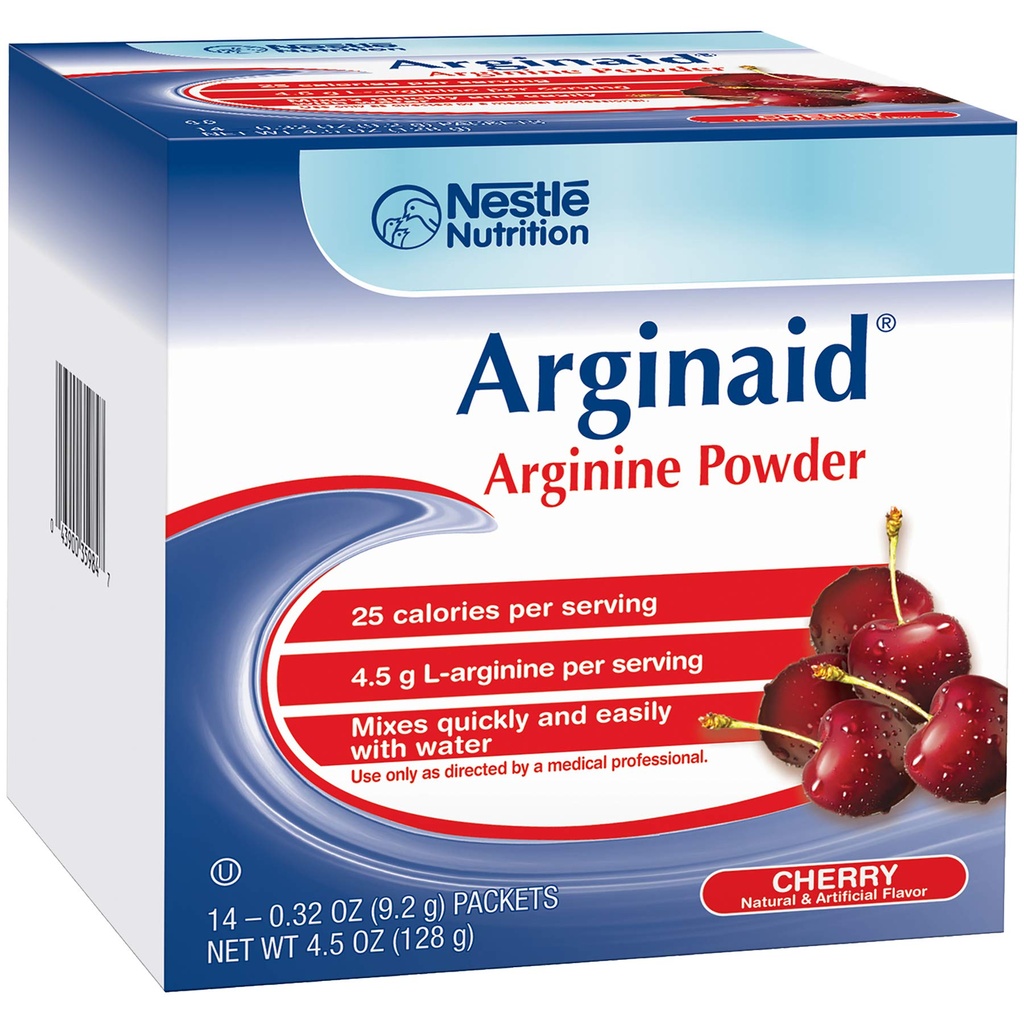 Arginaid Arginine Powder Drink Mix, Cherry - Nutritional Needs for Wound Care - 0.32 OZ Packets (14 CT/Pack) (Pack of 4)
