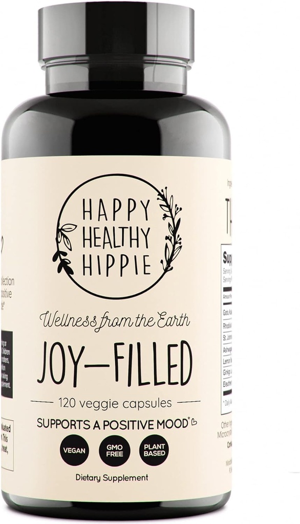 Suplemento de apoyo a la mezcla llena de alegría - 7 Herb Complex w/St. Johns Worts (120 Ct)  Stress Relief Supplement with Rhodiola Rosea, Eleuthero ← Ayuda a calmar la mente " Body  durable 100% Plant-Based Happy Pills