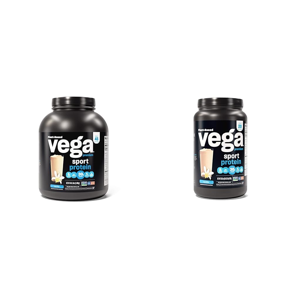 Vega Premium Sport Protein Vanilla Protein Powder, Vegan, Non GMO & Premium Sport Protein Vanilla Protein Powder, Vegan, Non GMO