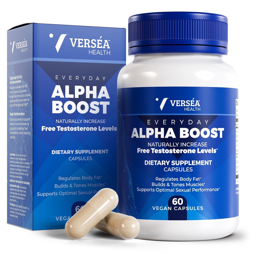 Alpha Boost – Natural Free Testosterone Support, Energy, Stamina, Endurance & Vitality for Men & Women, Multivitamin for Healthy Aging & Performance & Utilizes VESIsorb® (60 Ct)