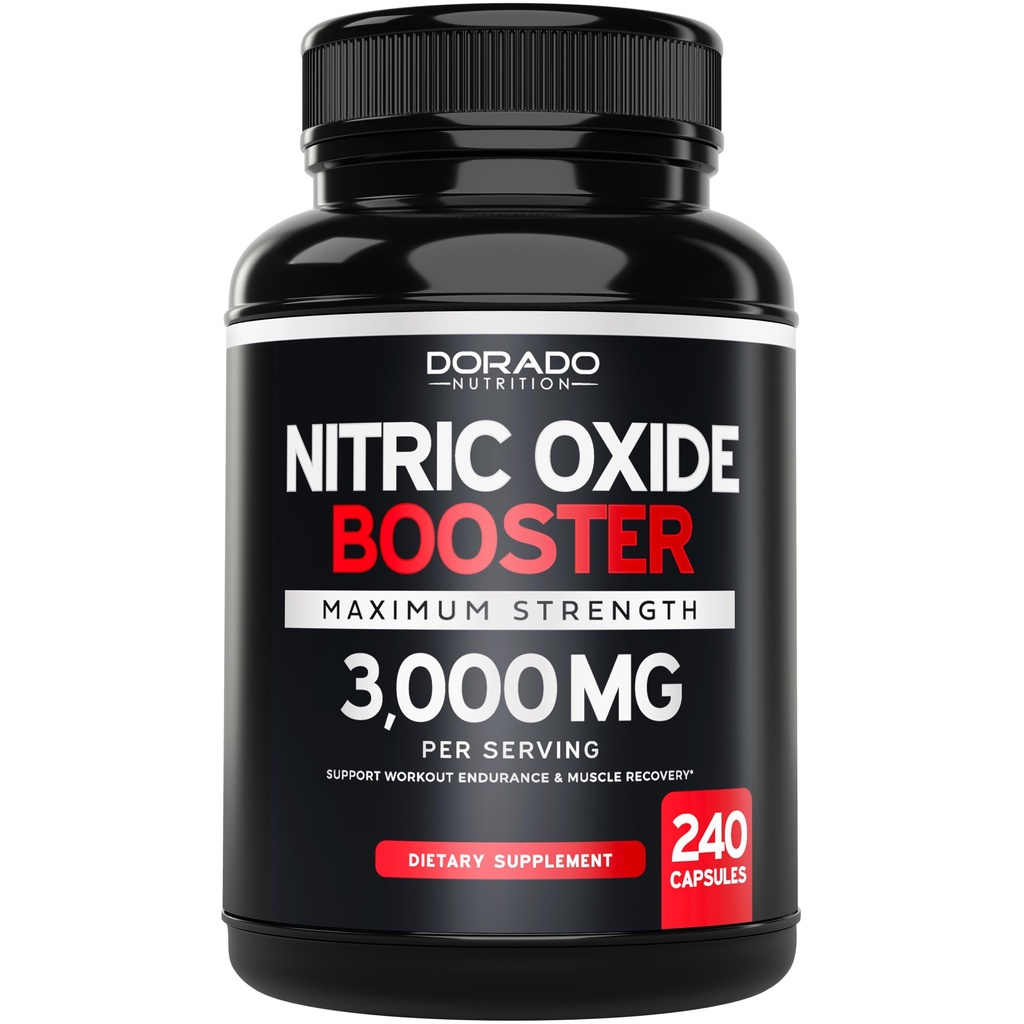 Nitric Oxide Supplement for Men (240 Count) L Arginine L Citrulline 3000mg - Stamina, Endurance, Performance for Workouts - NO Supplements for Men - Gluten Free, Non-GMO (240 Vegan Capsules)