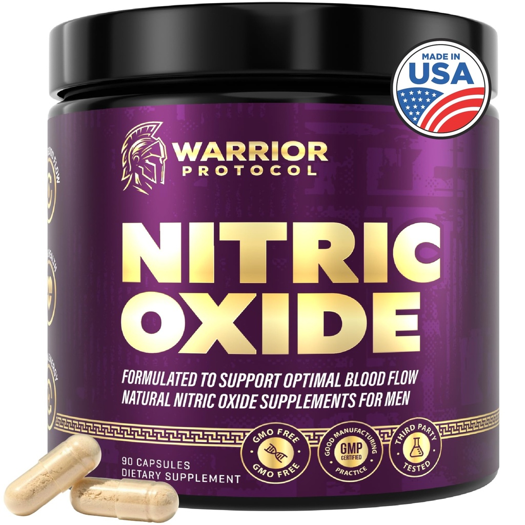 WARRIOR PROTOCOL Nitric Oxide Supplements for Men - Nitric Oxide Booster for Blood Flow, Stamina Booster, Alpha Energy and Endurance - 90 Capsules