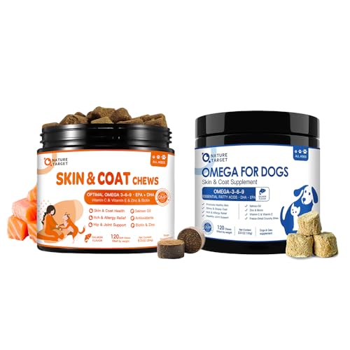 Omega 3 Fish Oil for Dogs, Salmon Oil Skin and Coat Supplement for Dogs Itchy Skin Relief with EPA & DHA Fatty Acids