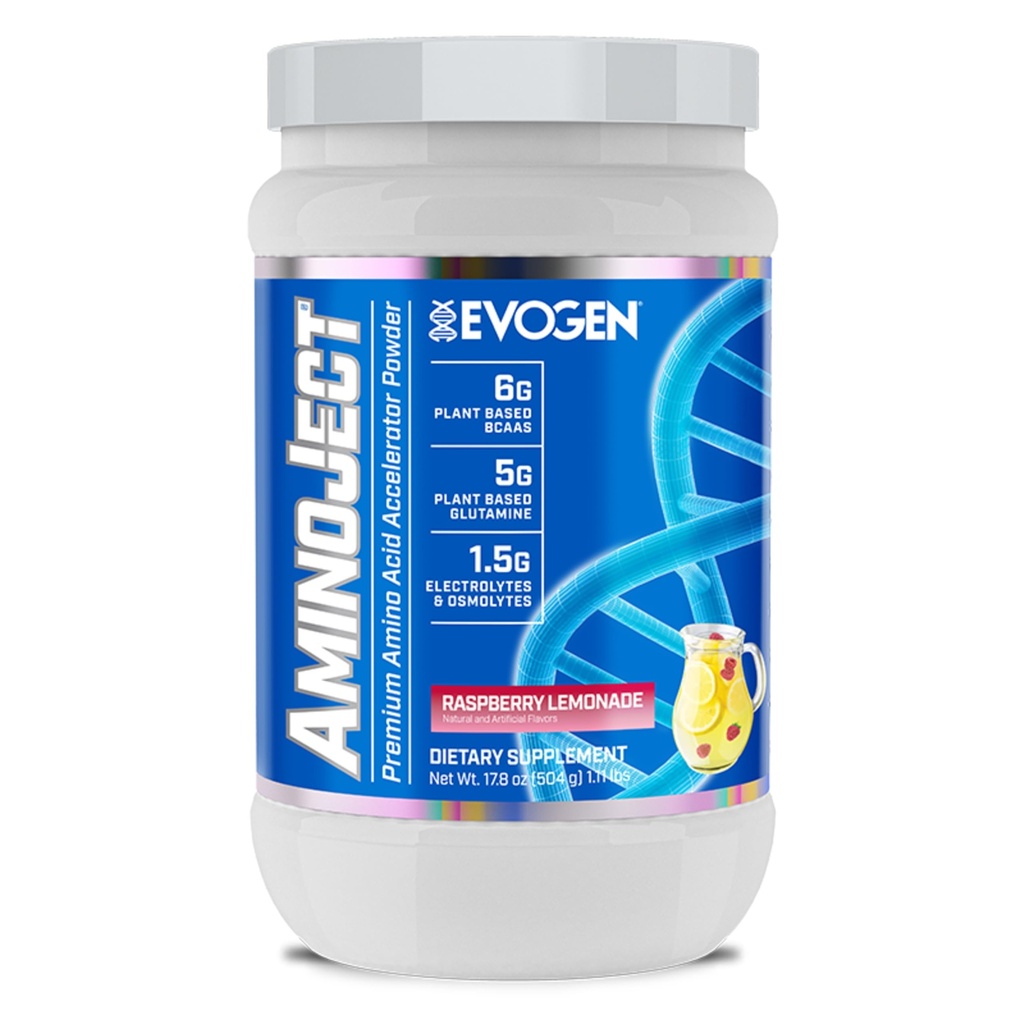 Evogen AminoJect - Premium BCAA Powder & EAA Recovery Formula with Electrolytes | Amino Acids Supplement for Muscle Growth, Hydration, & Recovery | Raspberry Lemonade | 30 Servings