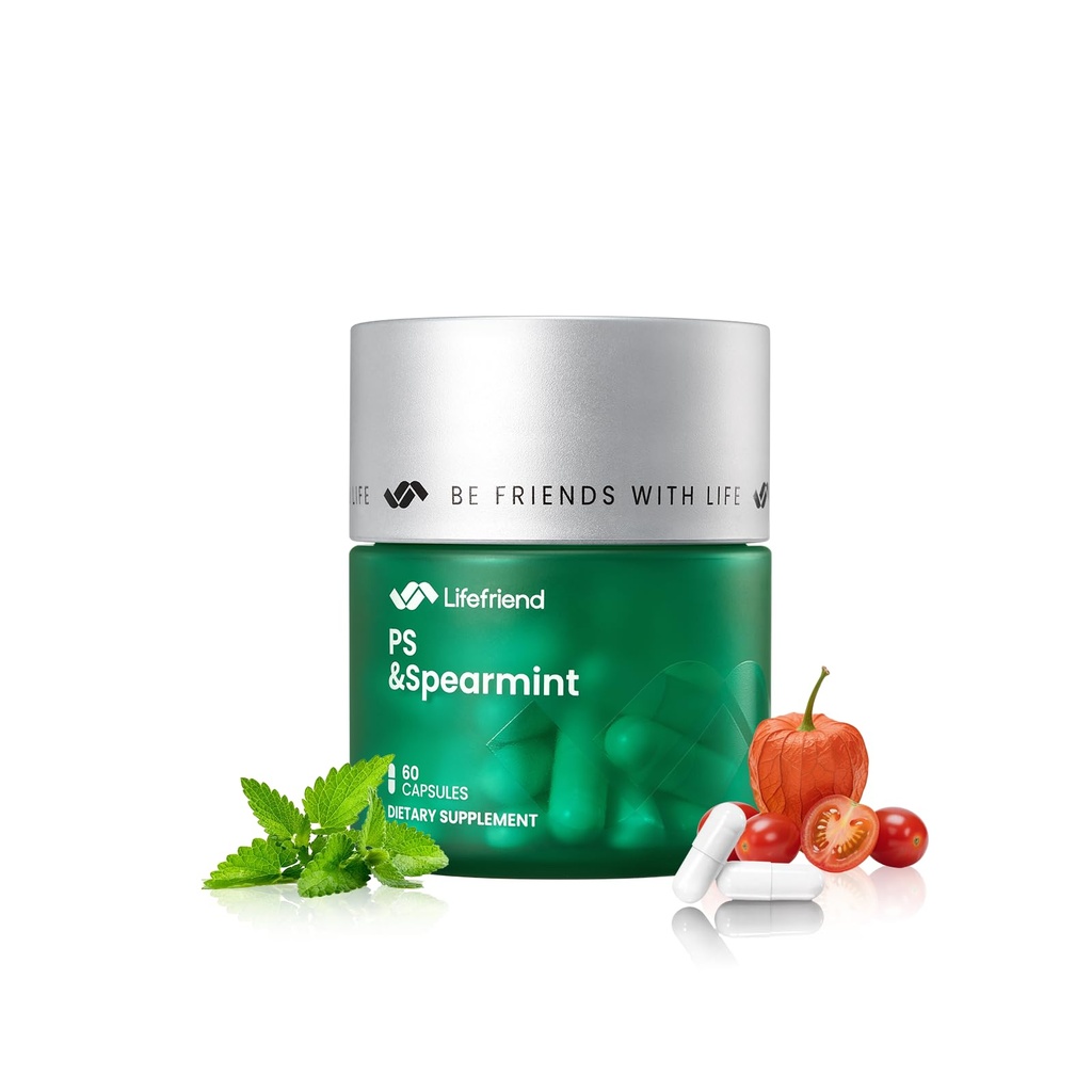 PhosphatidylSerine Memory & Focus Supplement with DHA, Spearmint, Magnesium & Ashwagandha – Brain Clarity, Stress Relief & Cognitive Support – Gluten-Free Vegan, 60 Capsules