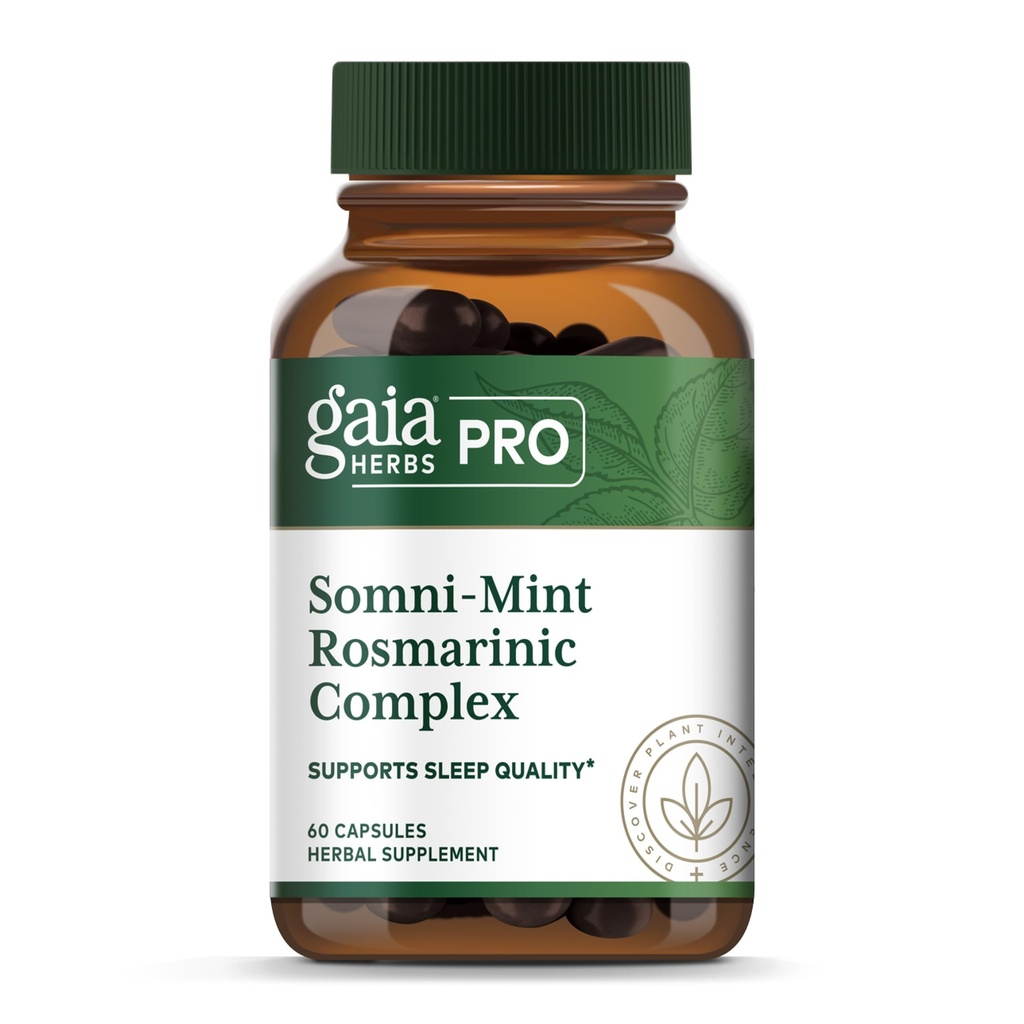 Gaia Herbs Pro Somni-Mint Rosmarinic Complex - Sleep Health & Relaxation Support Supplement* - Restful Sleep Support* with Spearmint, Green Tea & Lemon Balm - 60 Capsules (30 Servings)