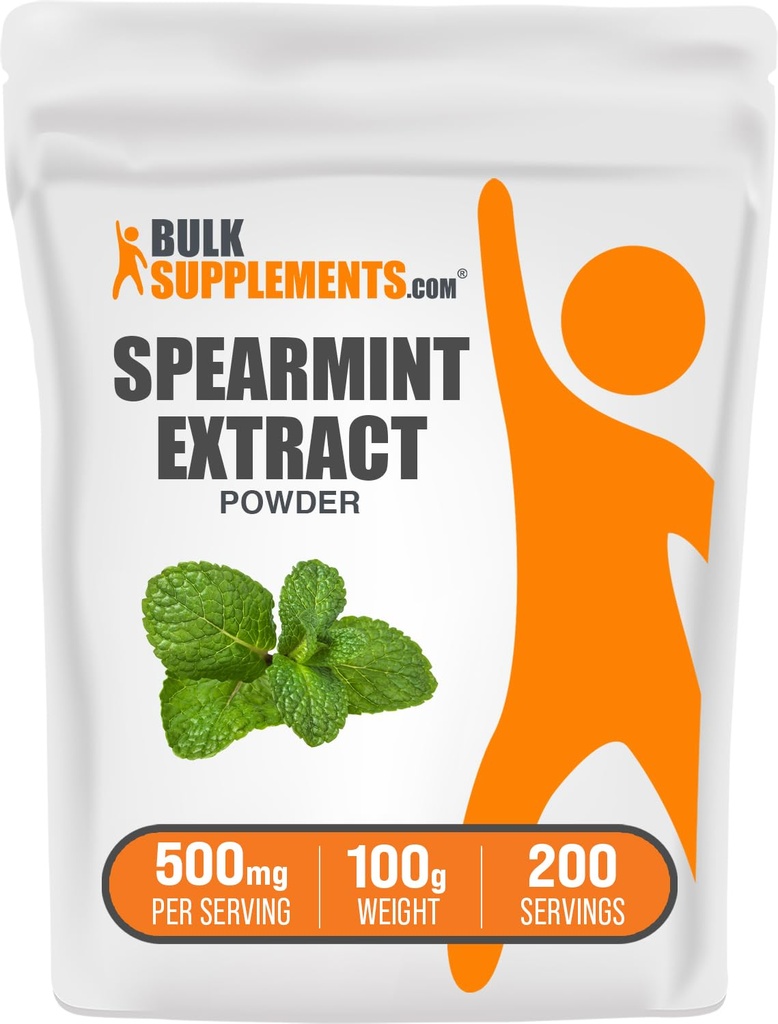 BulkSupplements.com Spearmint Extract Powder - Food-Grade Spearmint Powder, Herbal Supplement - Vegan & Gluten Free, 500mg per Serving, 100g (3.5 oz) (Pack of 1)