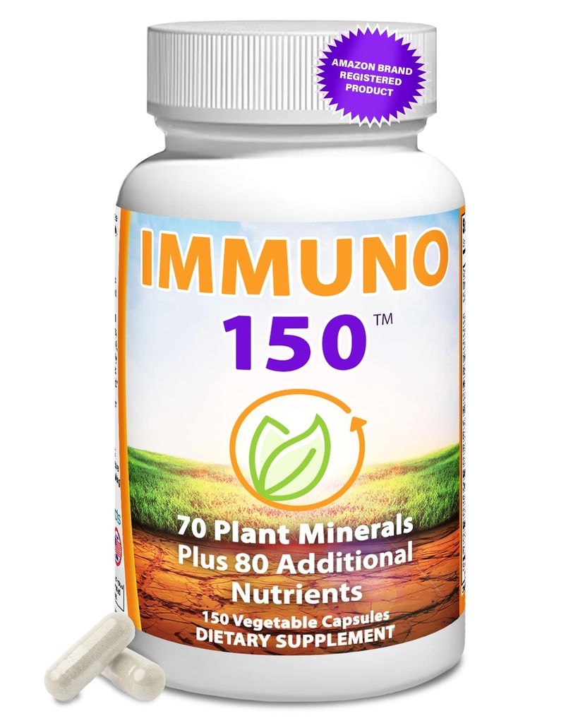 Immuno 150, Immune Support Supplement, Packed with 70 Plant Minerals, 13 Essential Vitamins and 68 Additional Nutrients-150 Vegetable Capsules- Immune Boost for All Age Groups