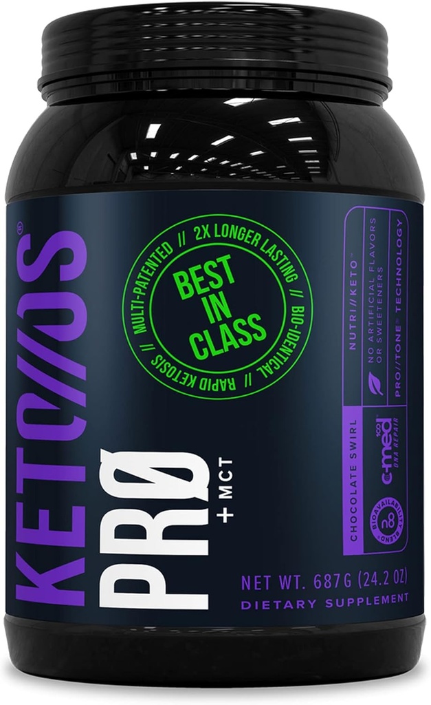 Pruvit Keto//OS Pro Chocolate Swirl + MCT Ketones - Keto//OS Pro Suplemento de Energía Boost, Mejor Digestión y Ayuda a Combatir el Proceso de Envejecimiento - 30 Servir